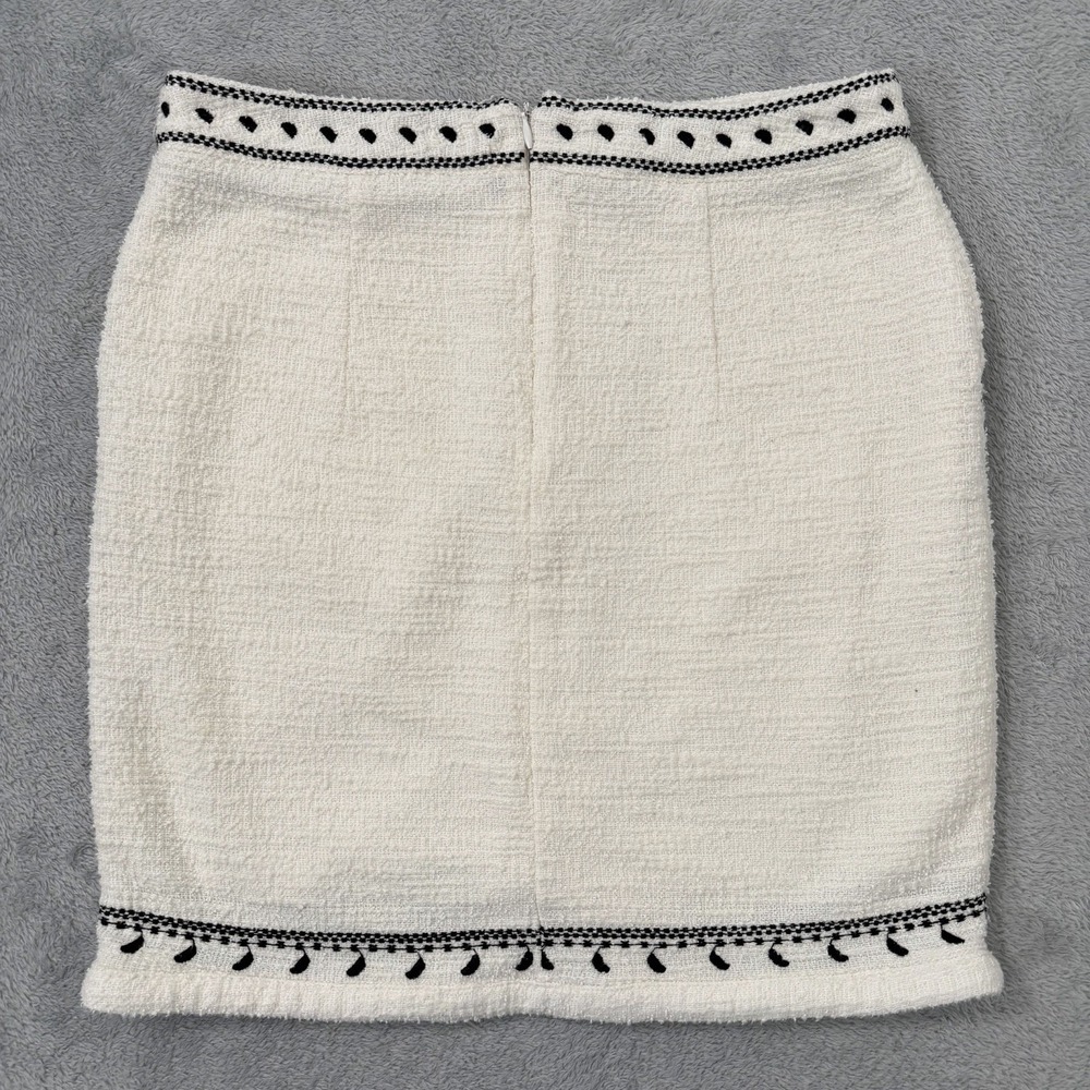 Anthropologie Dolan Textured Mini Skirt Womens Small Ivory Embroidered Lined - Picture 2 of 10